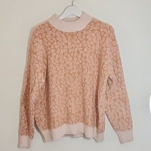 Listicle faux fur cheetah print sweater size M
